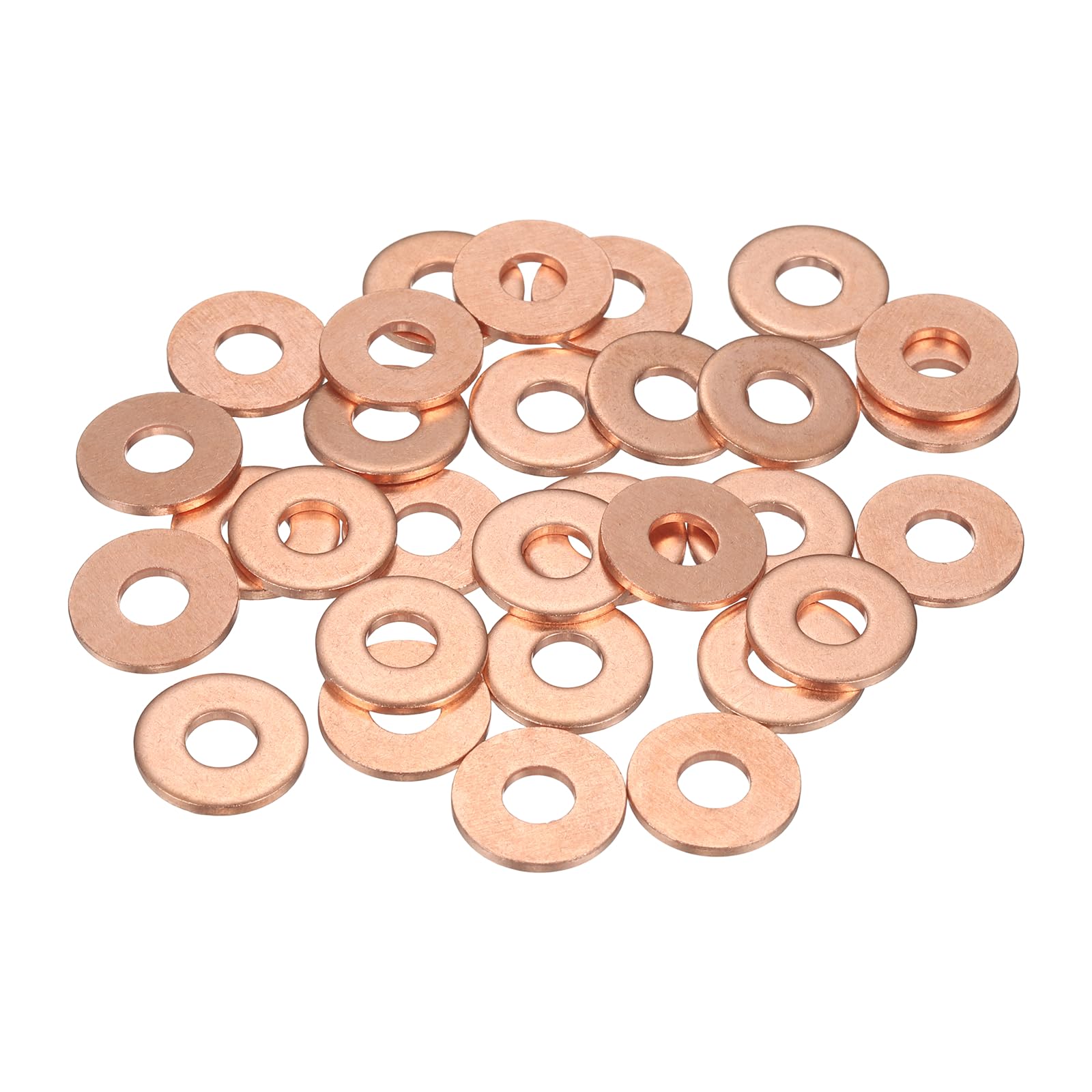sourcing map 30 Pcs Flat Copper Washers, 6x16x1.5mm Copper Upgraded Flat Metric Sealing Crush Ring Washers for Hydraulic Fittings Screw Bolt Nut Electronic Repair