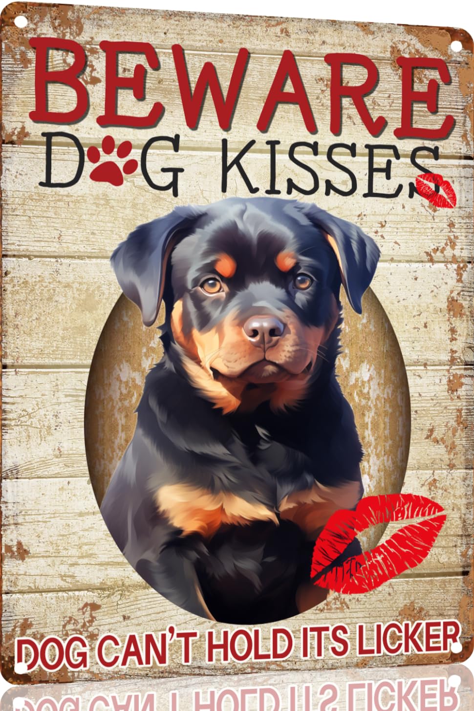 Rottweiler Decor Beware Of Dog Kisses Metal Sign Funny Dog Tin Sign Funny Dog Warning Wall Art Dog Signs For Yard Sign Outdoor Decor Gifts For Dog Lover 8x12 Inch