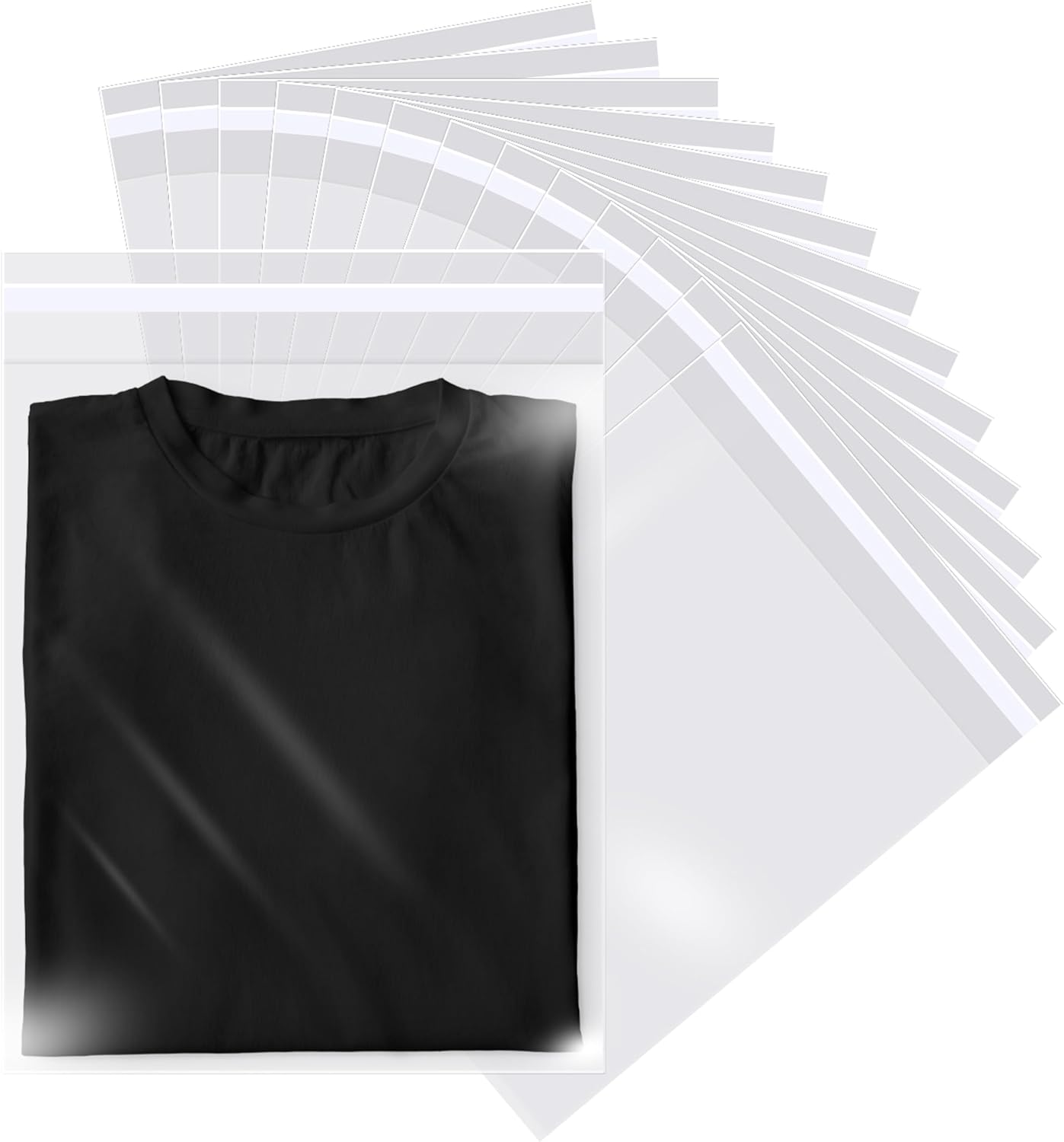 Prestee Self Sealing Cellophane Bags 11×14 Inches – 200 Pack Clear Poly Bags for Shirts, Treats, and Gifts – Self-Sealing and Twist-Tie Closure – 100% Polypropylene – Food-Friendly Cello Bags