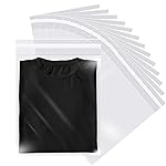 Prestee Self Sealing Cellophane Bags 11x14 Inches - 200 Pack Clear Poly Bags for Shirts, Treats, and Gifts - Self-Sealing and Twist-Tie Closure - 100% Polypropylene - Food-Friendly Cello Bags