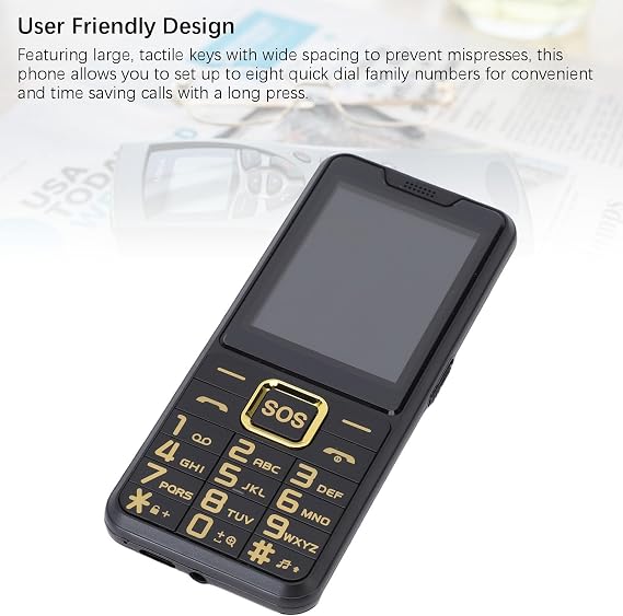 Sxhlseller Big Button Cell Phone for Seniors, Ultra Thin 2.6 Inch Emergency Phone, Two Flashlight, BT 0.3MP Camera, Senior Cell Phone 2G with Voice Announcement Black