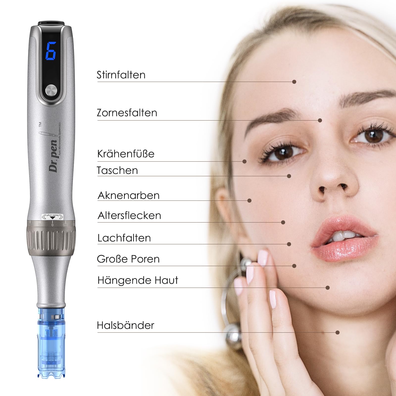 Dr. pen Ultima M8S Professionelle Microneedling Pen – Drahtlos, LED-Anzeige, 0-2,5 mm verstellbar, 7 sterile Ersatzpatronen