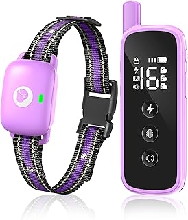 Dog Shock Collar - 2600FT Dog Training Collar with Remote, 3 Modes(Beep/Vibration/Shock), Security Lock, IP68 Waterproof Rechargeable E-Collar for 10-120lbs All Breeds (Purple)