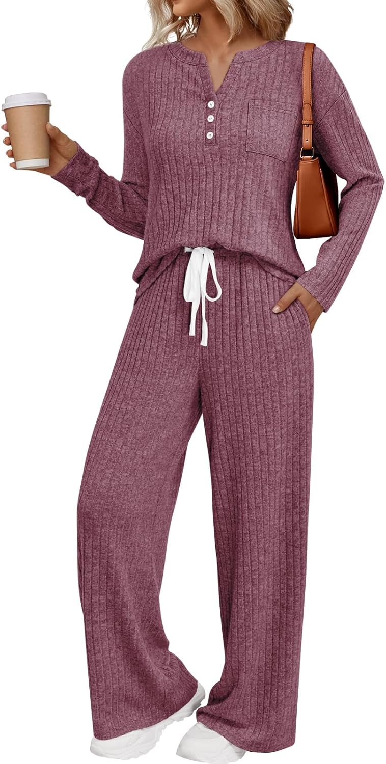 LILLUSORY Womens 2 Piece Lounge Sets Matching Airport Travel Outfits 2026 Spring Clothing Fall Pajamas Sweat Suits Pockets