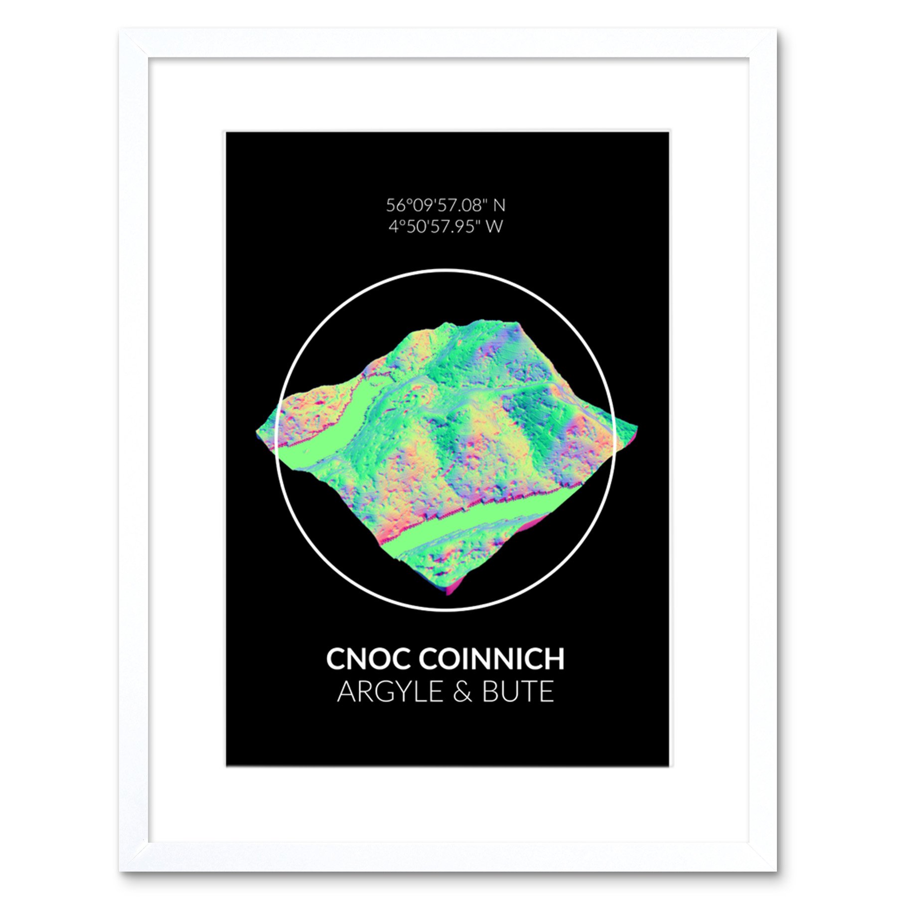 Cnoc Coinnich Mountain Topography Argyll & Bute Scotland Framed Art Print