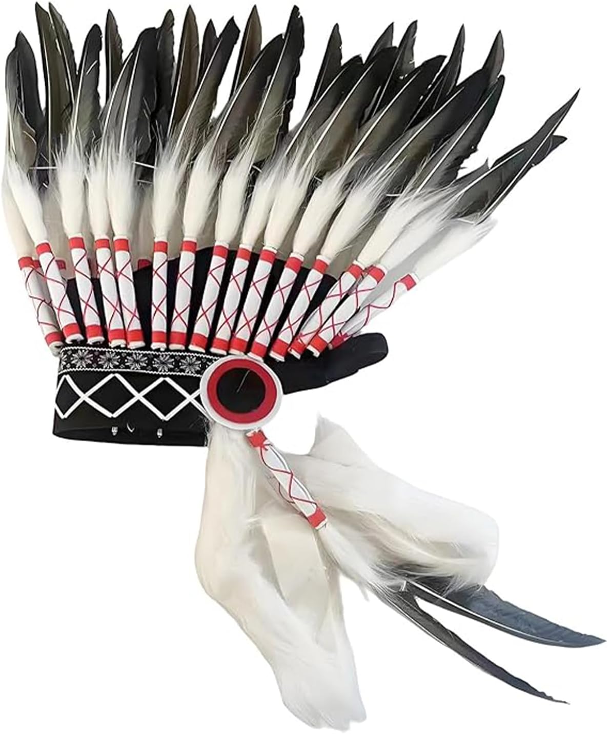 Native American Headdress, Indian Feather Headband Adults Indian Style Headdress for Party Role Play Photo Props