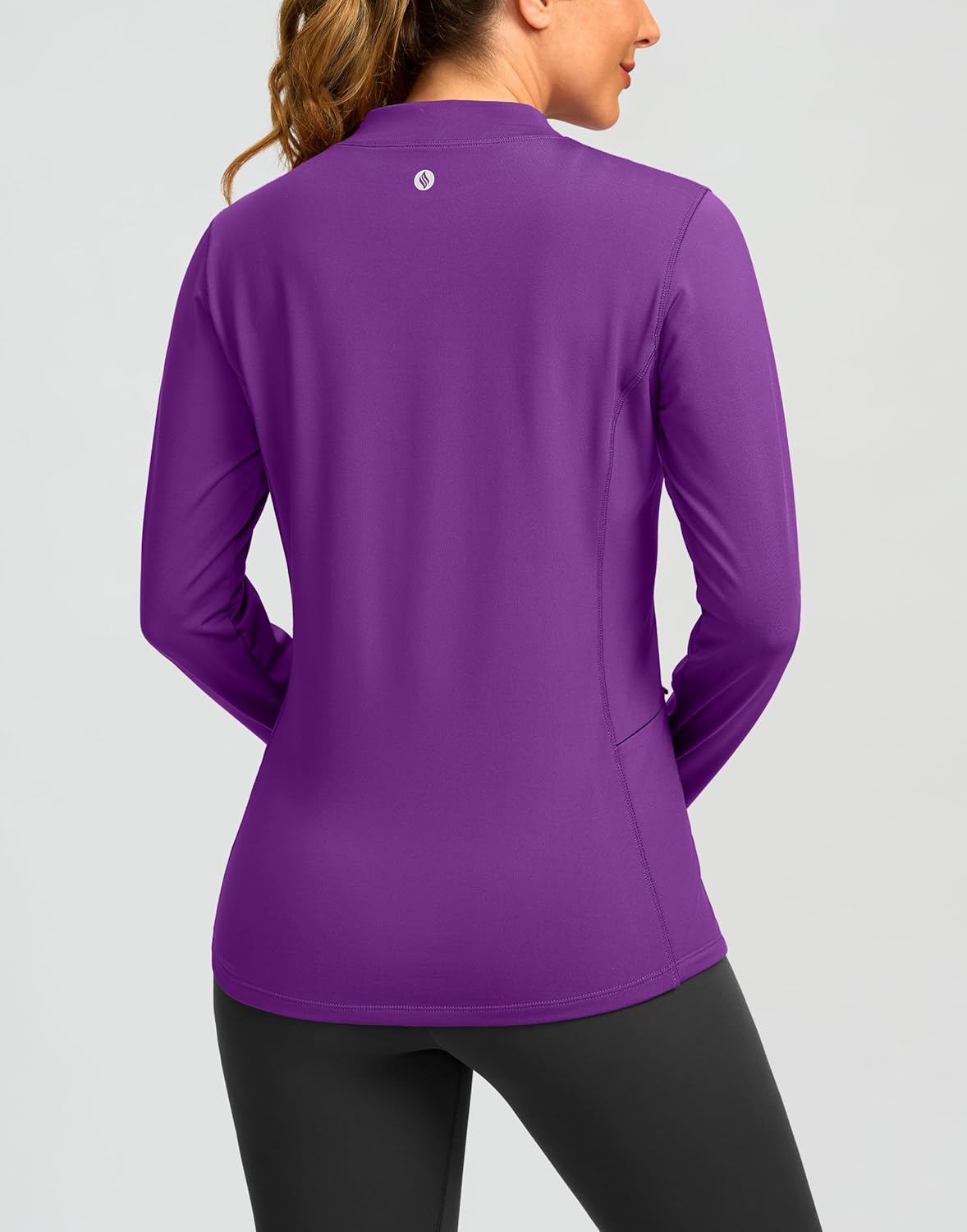 SANTINY Long Sleeve Thermal Shirts for Women Fleece Mock Neck Tops Winter Workout Running Gear with Zipper Pockets - Image 2