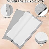 Vista 3 de 6 paños de pulido de plata, paños de limpieza de joyas, paño limpiador de joyas de plata de doble cara, paño de pulido de plata de ley para joyas
