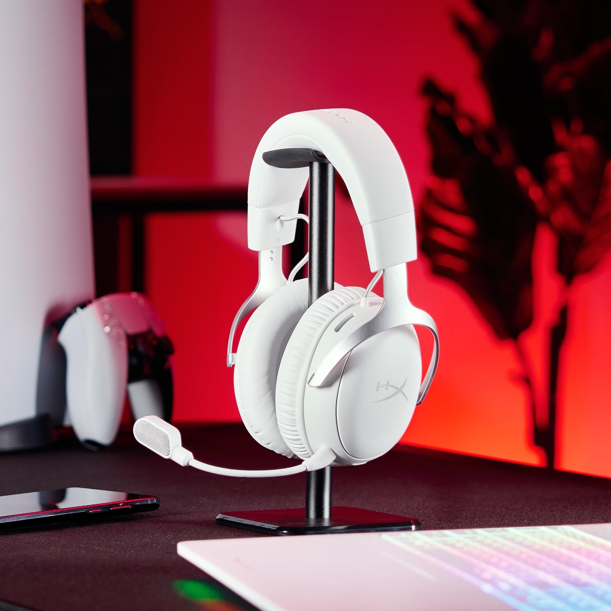 HyperX Cloud III S, Casque Gaming sans Fil, Bluetooth/2,4 GHz, PC/PS5/Xbox, jusqu'à 200h de Batterie, transducteurs 53 mm, DTS, Micro 10 mm, Blanc