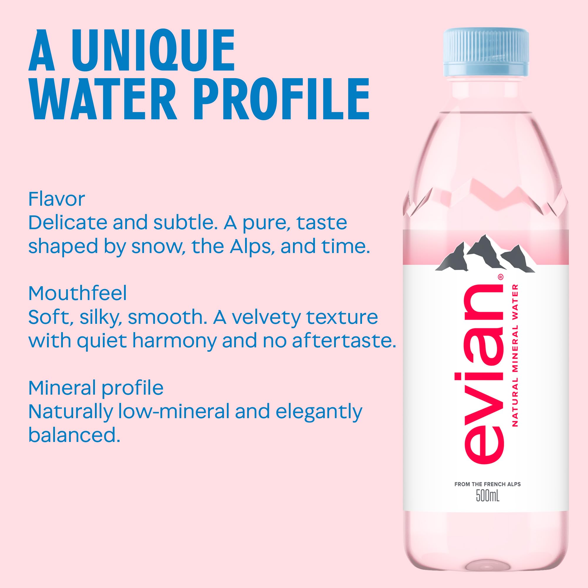Evian Agua tranquila, 500 ml, paquete de 24