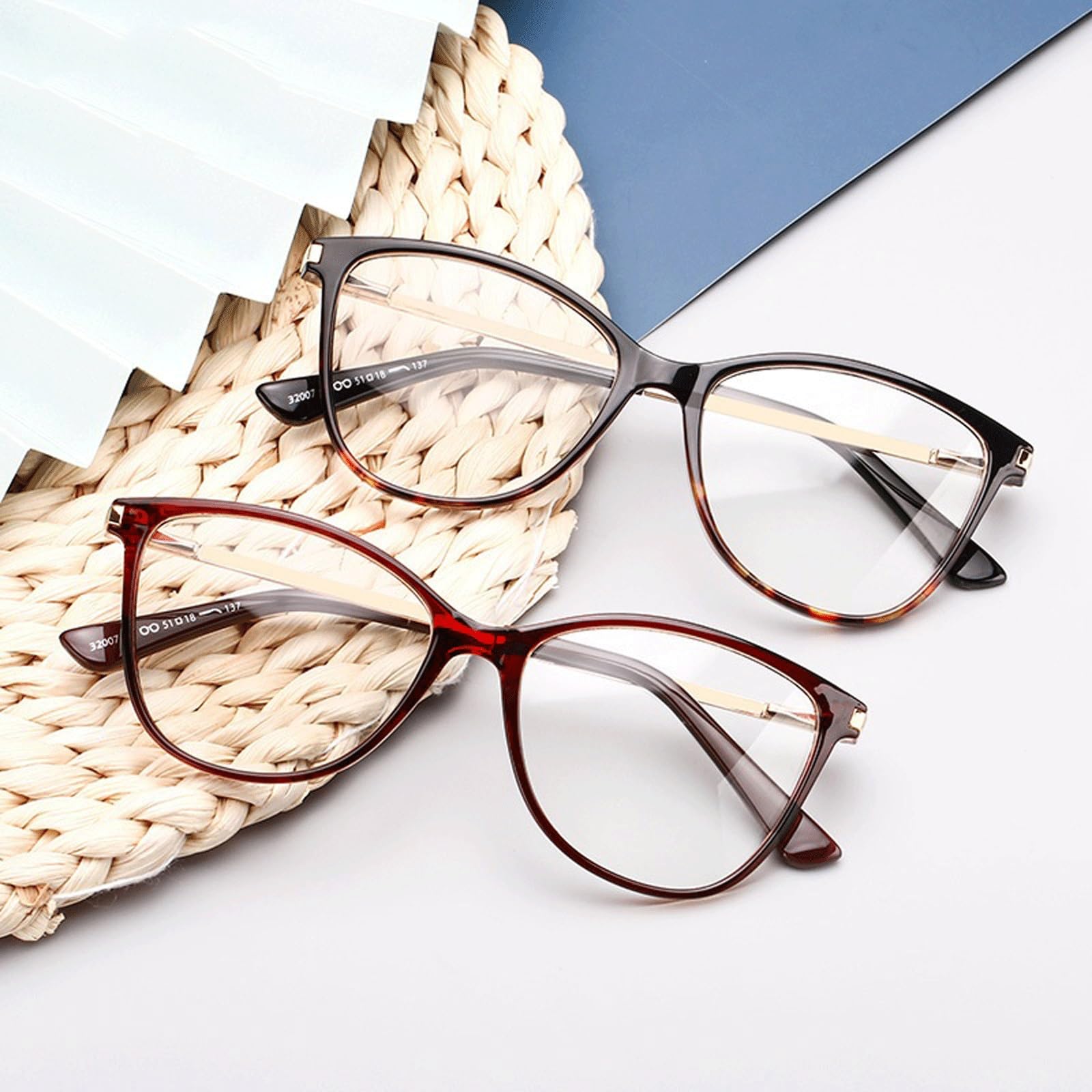 Occhiali alla Moda con Montatura for Occhiali Cat-Eye for Computer, Occhiali Anti-Luce Blu, Occhiali Senza prescrizione, Occhiali da Lettura Leggeri(Balck Tortoiseshell)