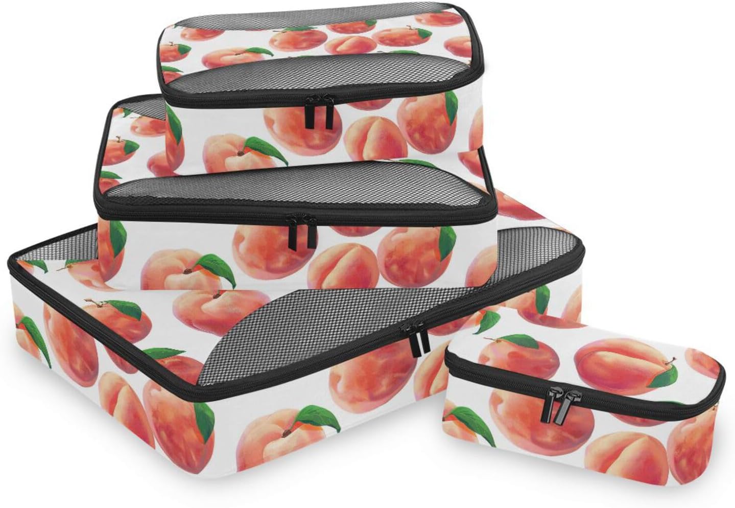 Pink Peach 4 Pcs set organizer for closet Mesh Travel Essentials expandable packing cubes