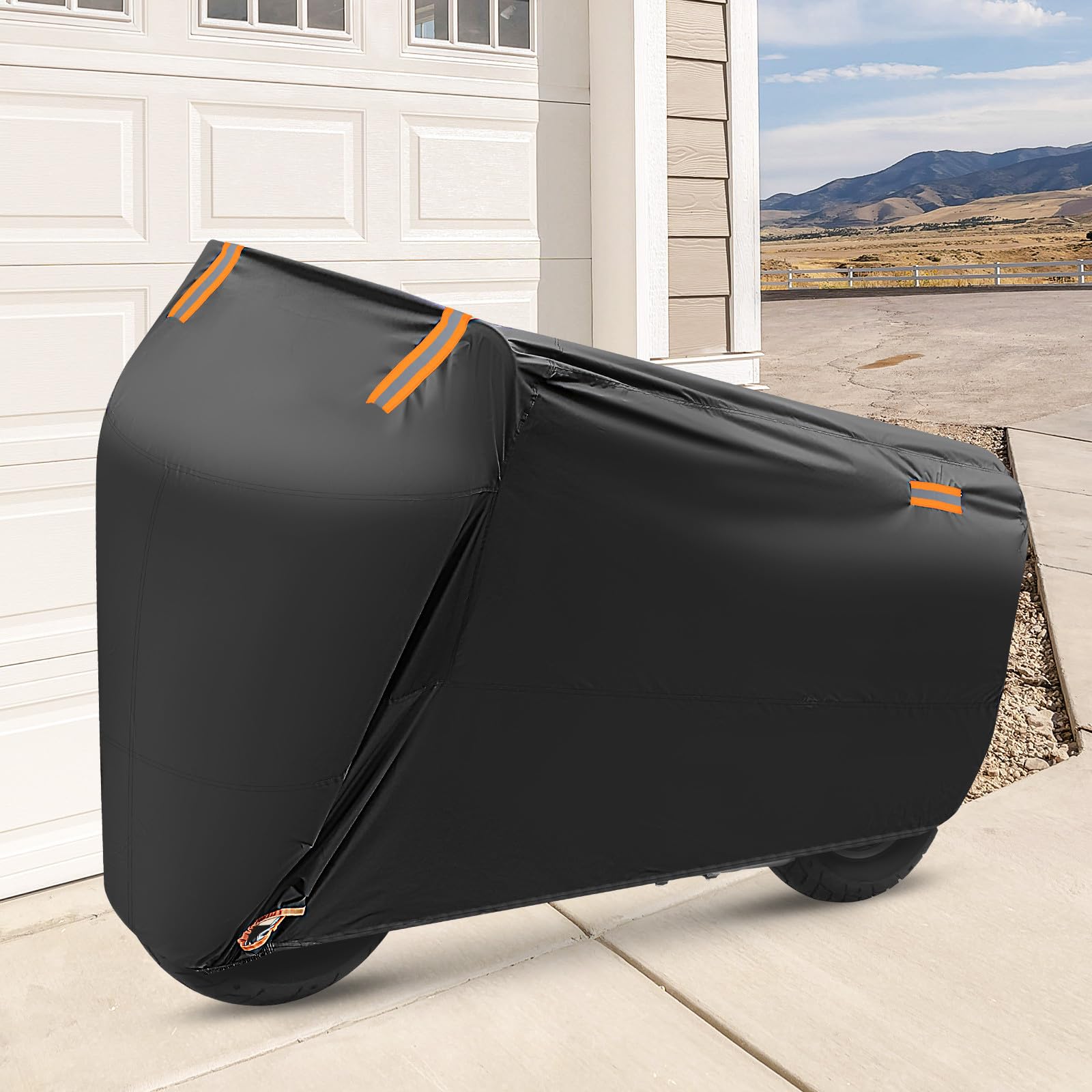 ARTIBETTER Housse de Moto Résistante Vent en Tissu Oxford Imperméable avec Œillets de Verrouillage Stockage Extérieur et Voyages