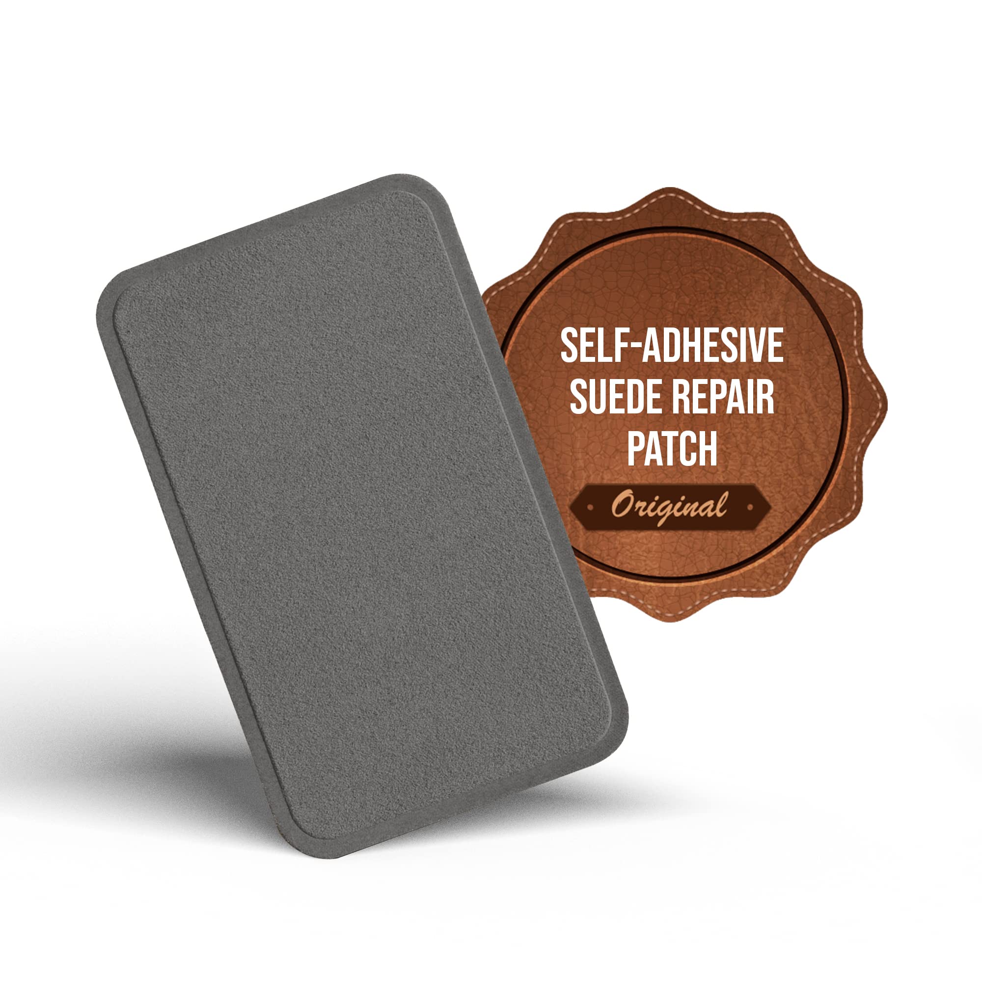 MastaPlasta Premium Suede and Velvet Fabric Repair Patch Self Adhesive - Grey 10cm x 6cm (4in x 2.4in). Upholstery-Quality Repair Patches for Sofas, Car Seats, Bags, Jackets, DIY
