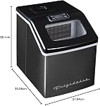 Frigidaire Ice Maker EFIC452, Countertop Stainless Steel Ice Maker with Transparent Window, Clear Ice Cube Maker with 40 lbs. Capacity, Ice Maker Machine – 14.8" D x 11" W x 14.1" H (Black)