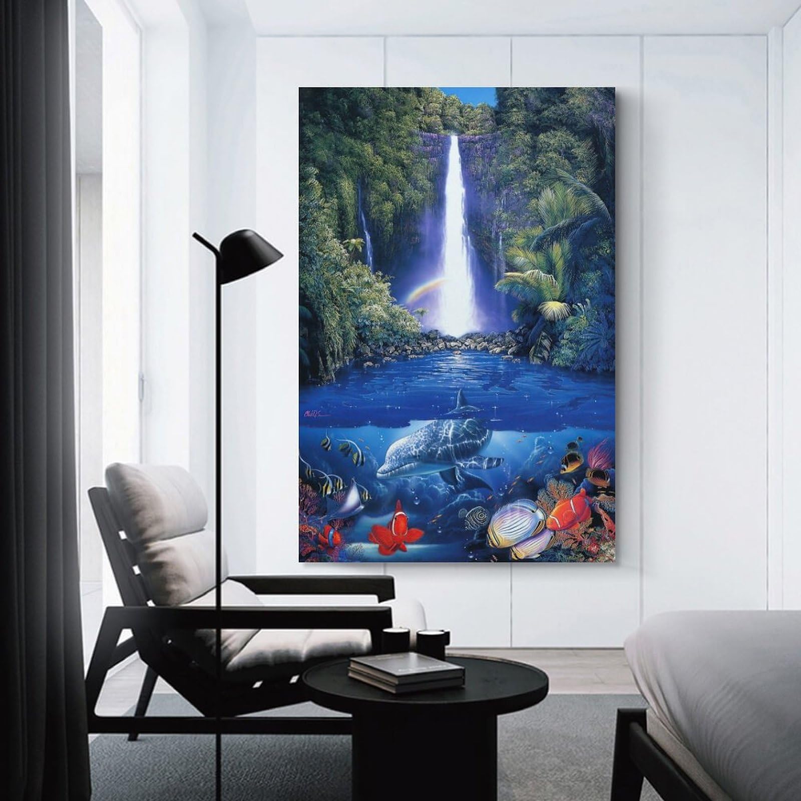 Amazon.co.jp: 青い海 クリスチャン・ラッセン 海の眺め 滝の流れ