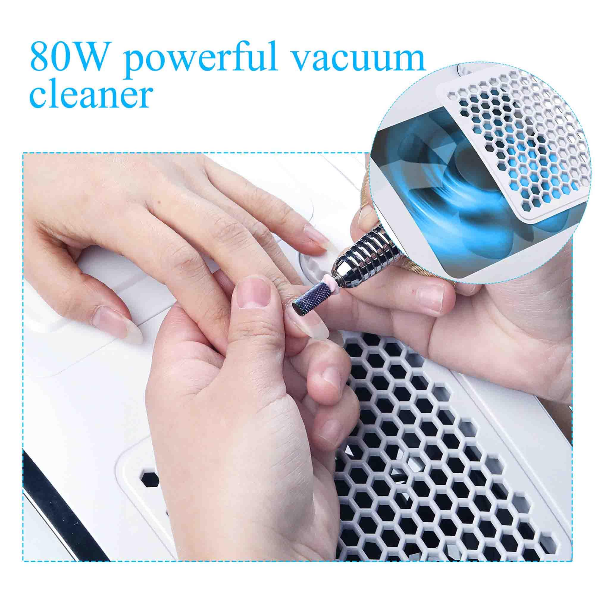 Collettore di polvere per unghie, potente aspirazione per nail art, design portatile a basso rumore per uso domestico e salone, ideale per principianti e professionisti