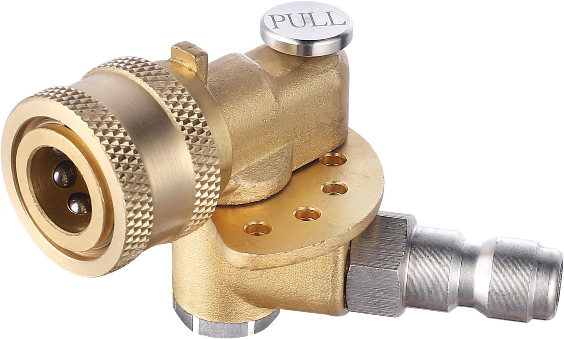 Pivoting Coupler, 120 Degree with 5 Angles, heavy duty design and Stainless Steel Safety Lock for Pressure Washer Spray Nozzle, Clean Hard to Reach Area, 5000PSI, 1/4” Quick Connect