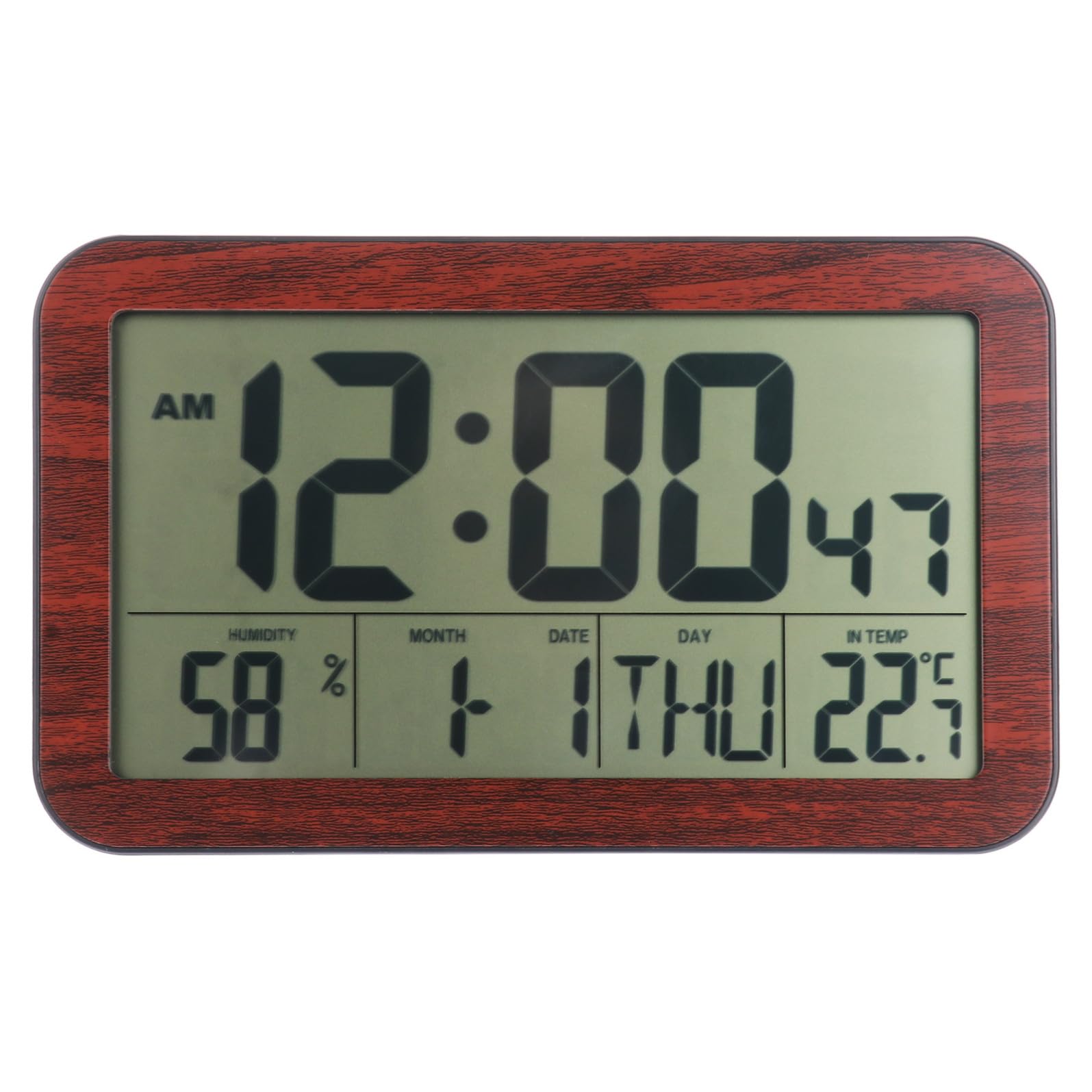 Cabilock Orologio Digitale da Parete Compatto in Plastica Nero | Calendario Autoimpostante, Funzione Silenziosa, per Salotto e Home Decor