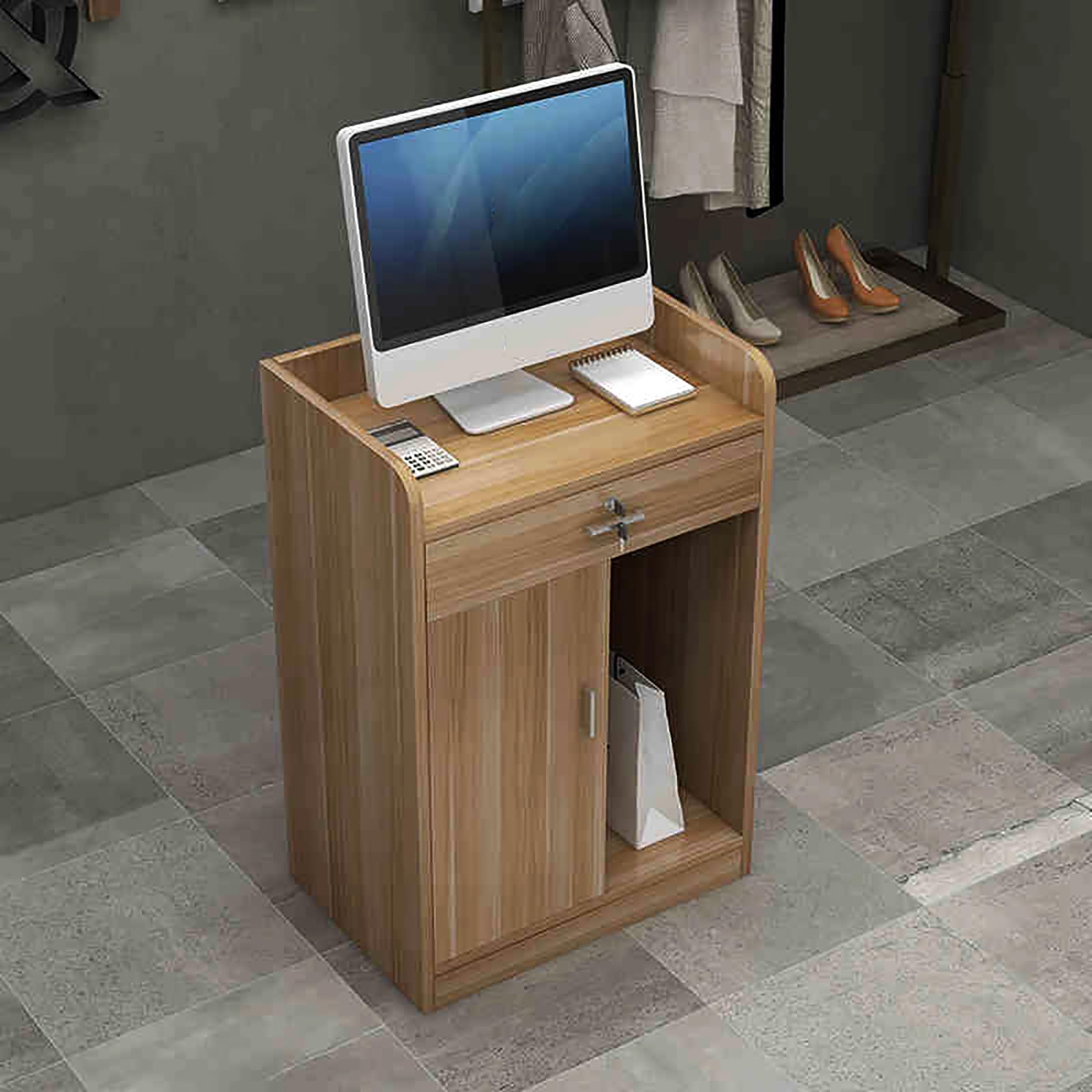 Abschließbarer Empfangstisch mit Schubladen, Salon-Empfangstisch, Büro-Schneidetisch mit Aufbewahrung, Kassenzähler für Bekleidungsgeschäfte (60 x 40 D)