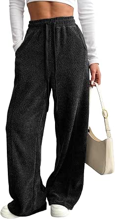 Dokotoo Women's Wide Leg High-Waisted Elastic Drawstring Pants