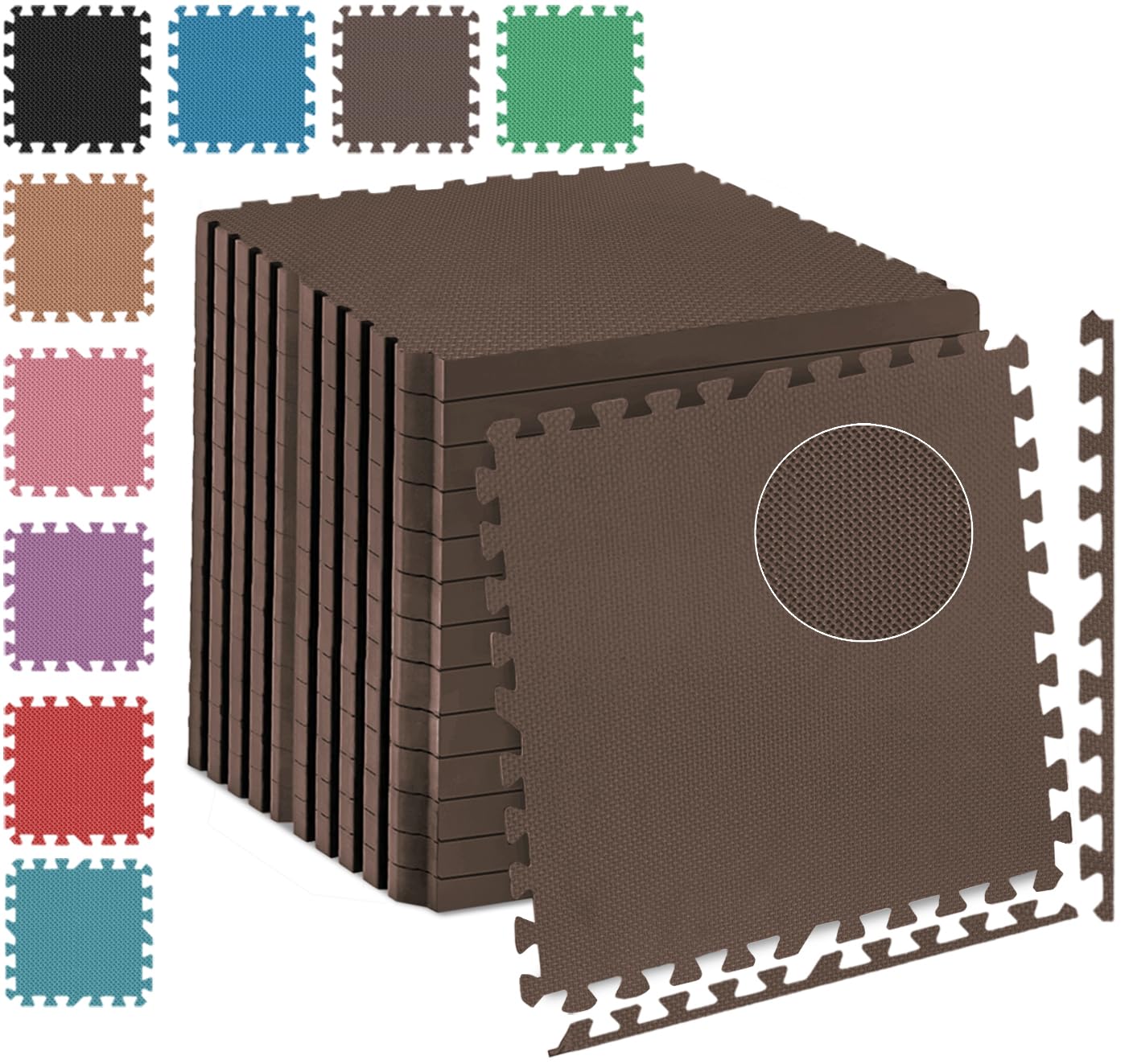 Fk Sports 25mm Extra Thick Gym Flooring Mat, 60x60cm, Cross Pattern (Brown, 4pcs | 16 sq.ft) Non-Skid mats, Soft Cushion EVA Rubber Foam, Interlocking Puzzle Floor Tiles, for Home Yoga Workout