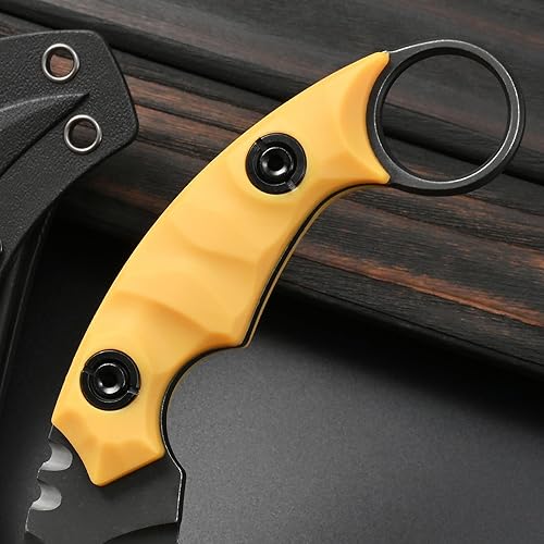 Miniatura 11 de GTK691 Cuchillo de hoja fija D2 Hoja de acero Mango de fibra de vidrio de nailon con funda Kydex para acampar al aire libre, caza, senderismo, Azul