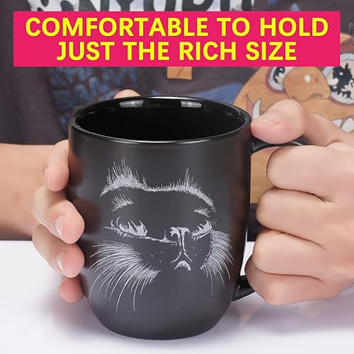 Miniatura 5 de Taza de café de cerámica con diseño de gato de 14 onzas, regalo para amantes de los gatos, regalos personalizados para inauguración de la casa,