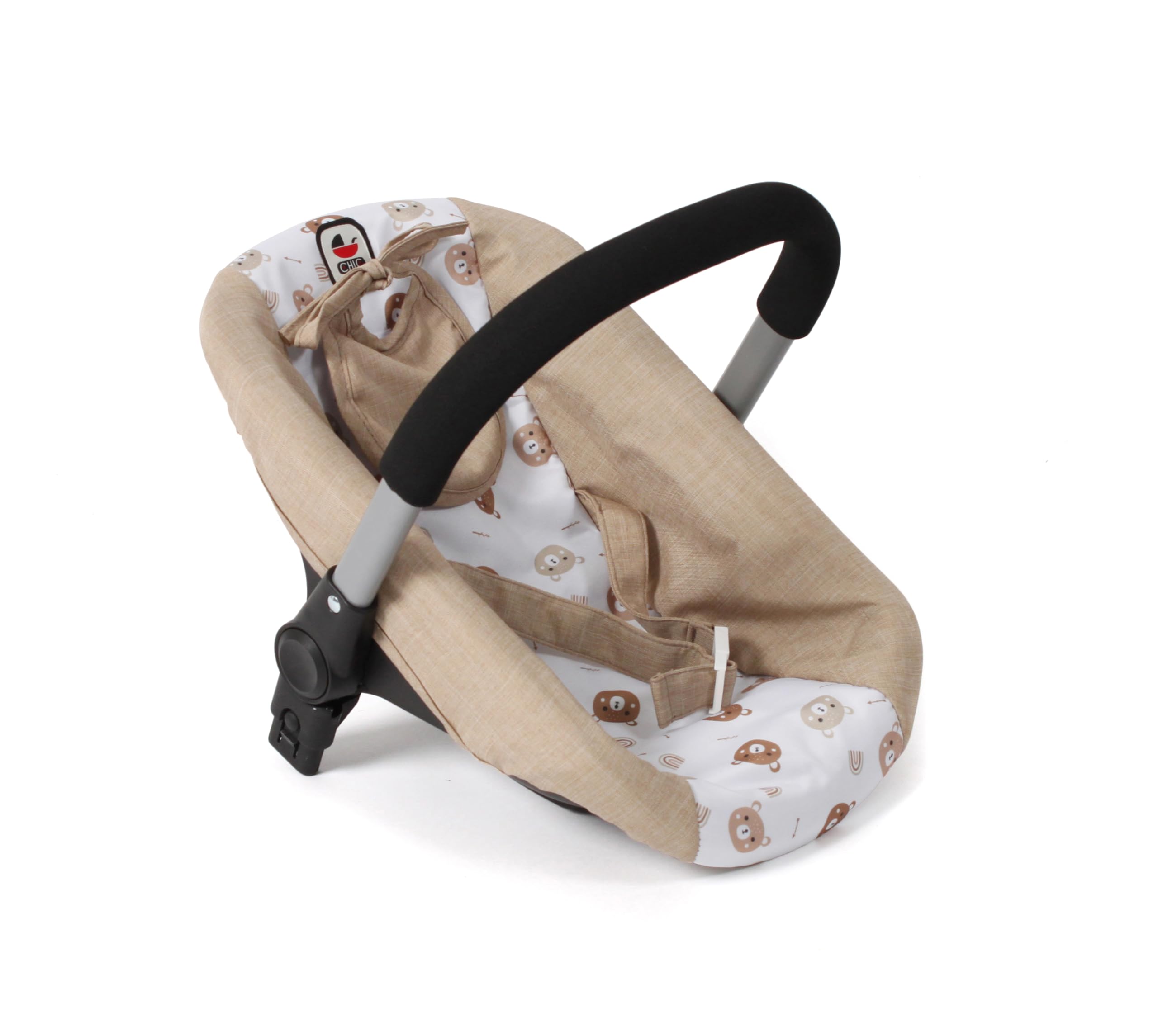 Bayer Chic 2000 - Seggiolino auto per bambole con adattatore per passeggino per bambole, accessori per bambole, orsetti beige