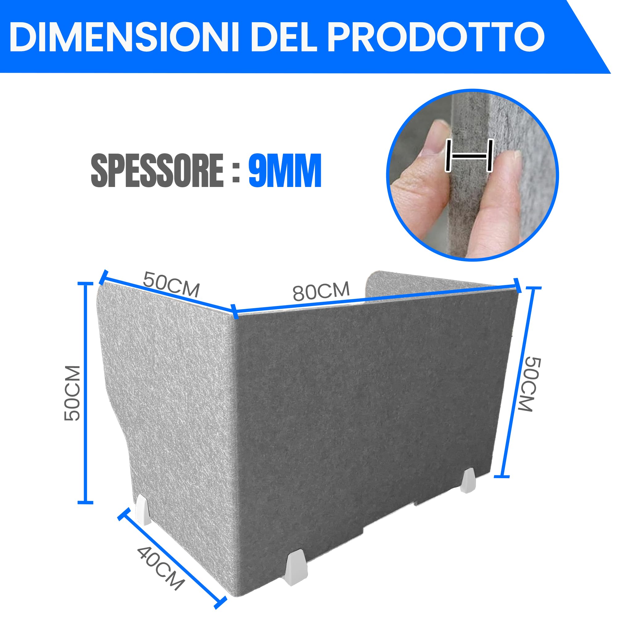 Divisore da scrivania ReFind Pro. Riduzione del rumore acustico e schermo pieghevole per la privacy. Organizzatore da ufficio autoportante. Per scrivanie d'ufficio, scuola e lavoro da casa. [50cm ...