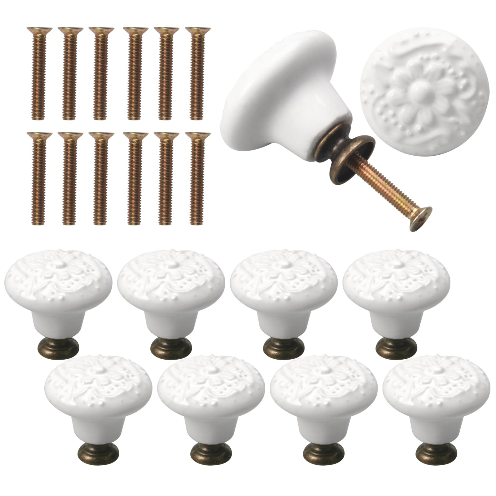 Pomelli Diametro 40 Mm G Decor - Pomelli In Ceramica, Stile Vintage Shabby Chic, Per Mobili E Porte Shabby Chic