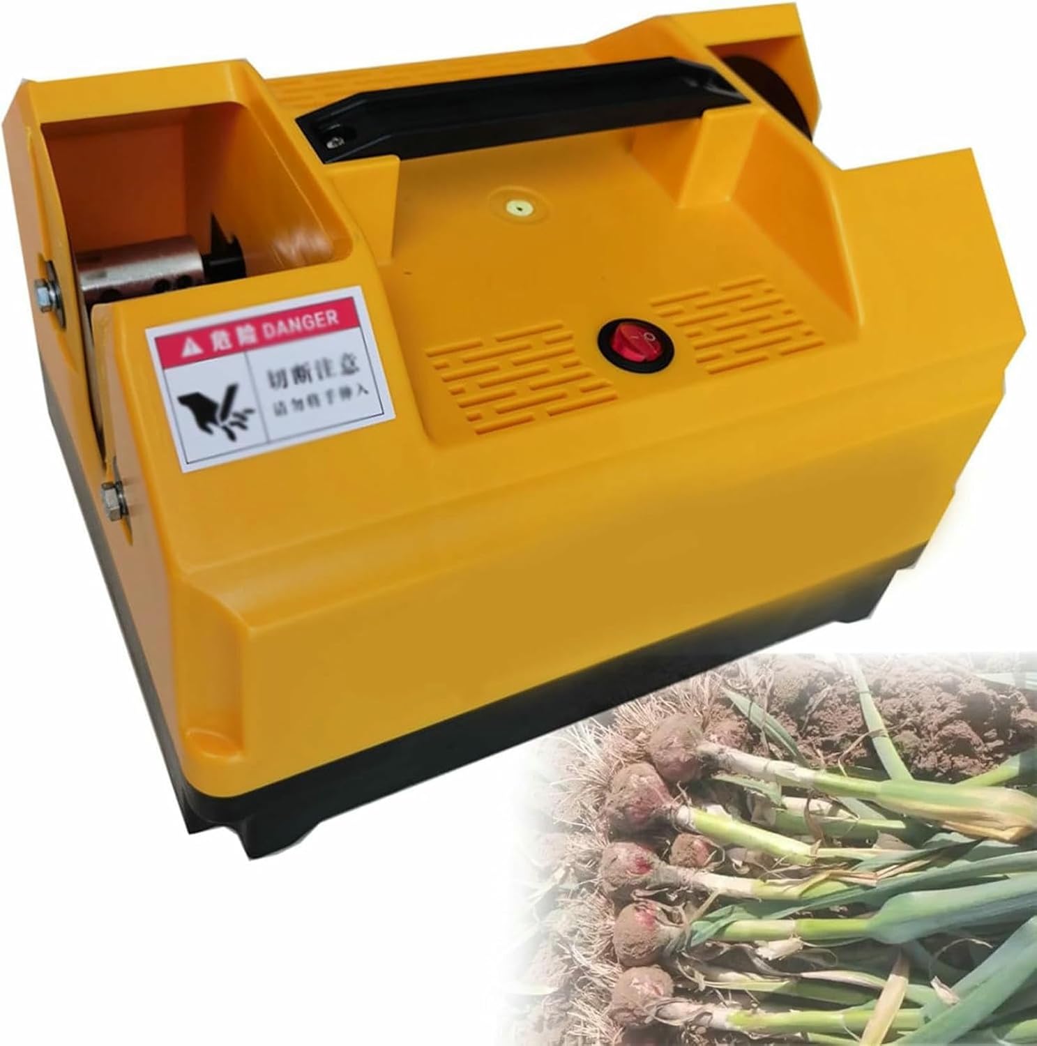 Wzglod Electric Garlic Top Tails Remover Machine, Garlic Root Cutters, Bilateral Garlic Root Stem Cutters, Cut Beard and Roots, Double Head Garlic Top Tails Remover Machine