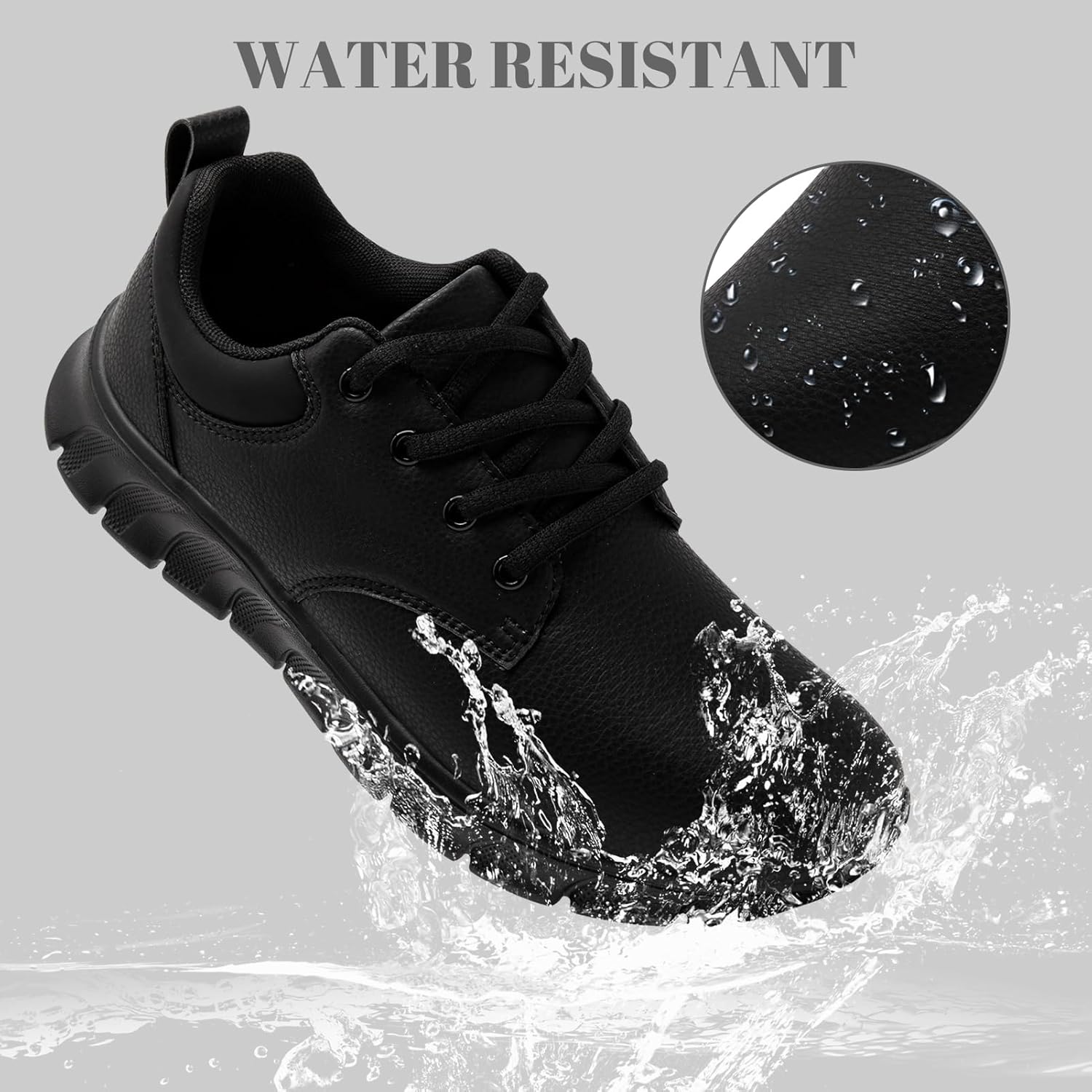 Mens Non Slip Work Shoes Waterproof Oil-Proof PU Leather Food Service Restaurants Kitchen Chef Shoes Comfy Walking Sneakers Lightweight Classic Stylish Casual Office Footwear - Image 3