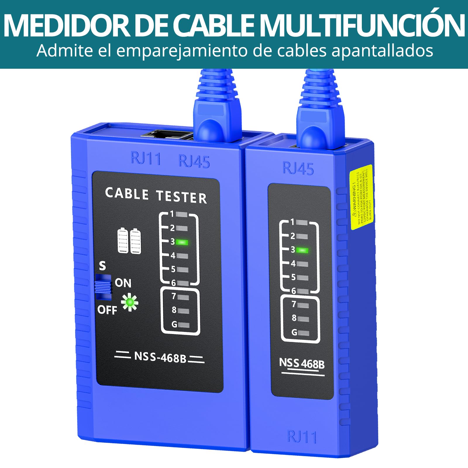 Herramienta de Crimpado RJ45 con Probador Red, Kit de Herramienta de Red Alicates de Crimpar para 8P RJ45 CAT5, CAT5e, CAT6, CAT6a, CAT7, CAT7a con 50PCS Conectores Pasantes y Tapas Protectoras