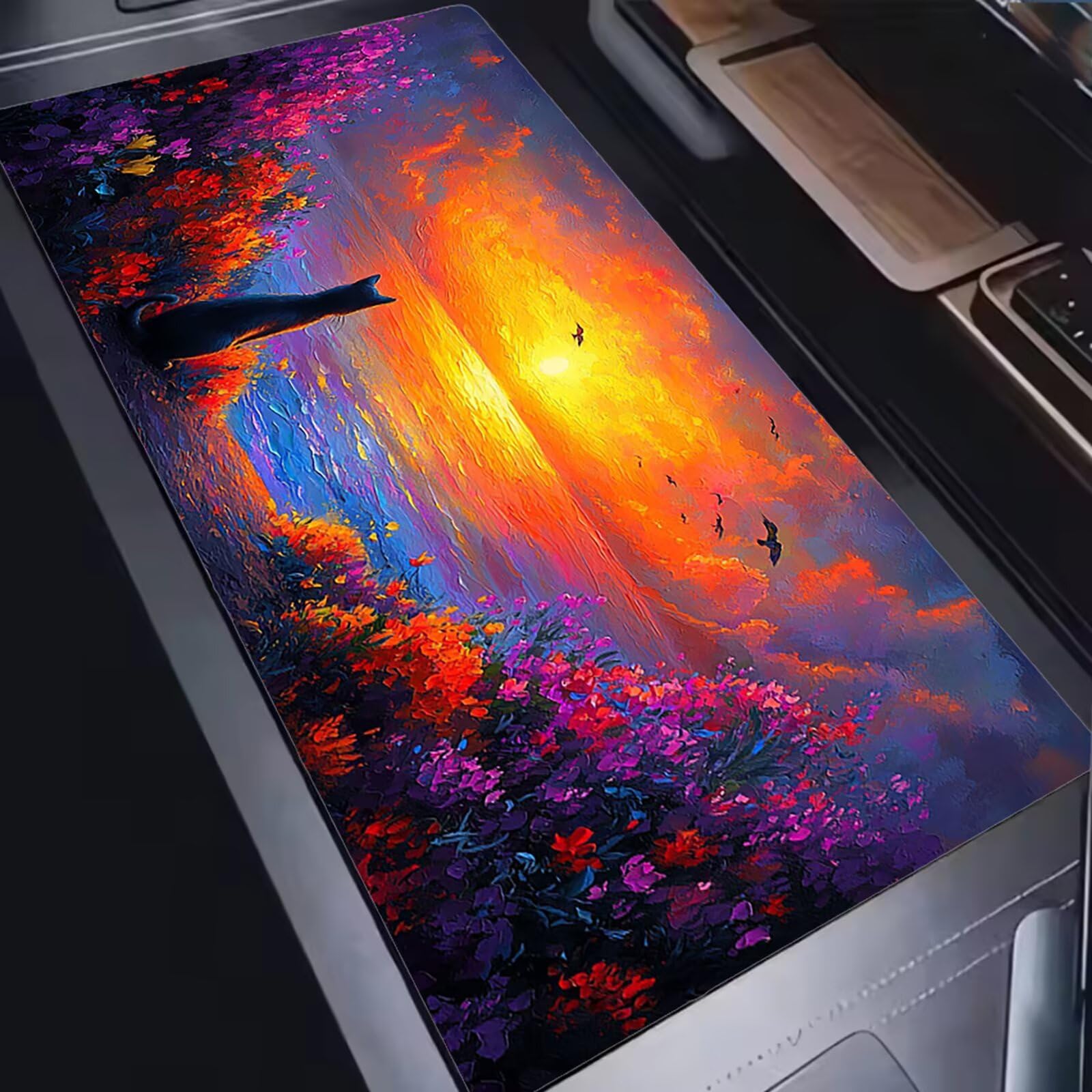 Podkładka pod mysz 1200x600mm Podkładka pod mysz dla graczy, podkładka pod mysz na biurko ultra cienka antypoślizgowa gumowa podstawa zmywalna prędkość ulepszona precyzja komputer, praca - kot