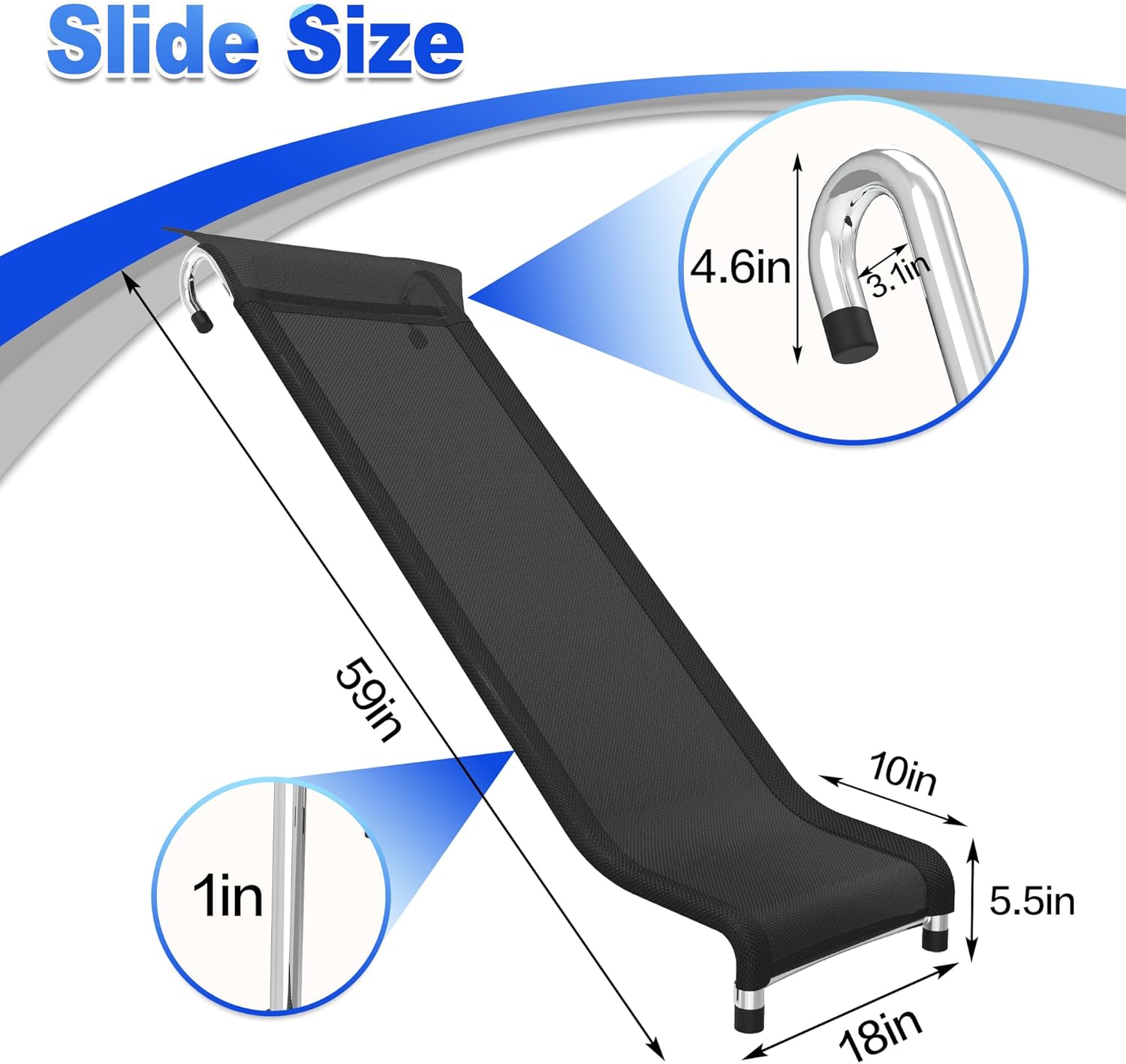Polwkscas Universal Trampoline Slide with Buffer Region, Heavy Duty Steel Trampoline Accessory, Ideal for Children or Kids to Climb up and Slide Down