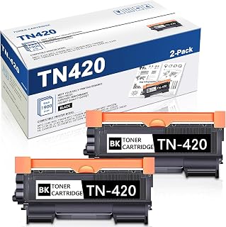 2 Pack TN420 TN-420 Toner Cartridge Black: Replacement for Brother TN 420