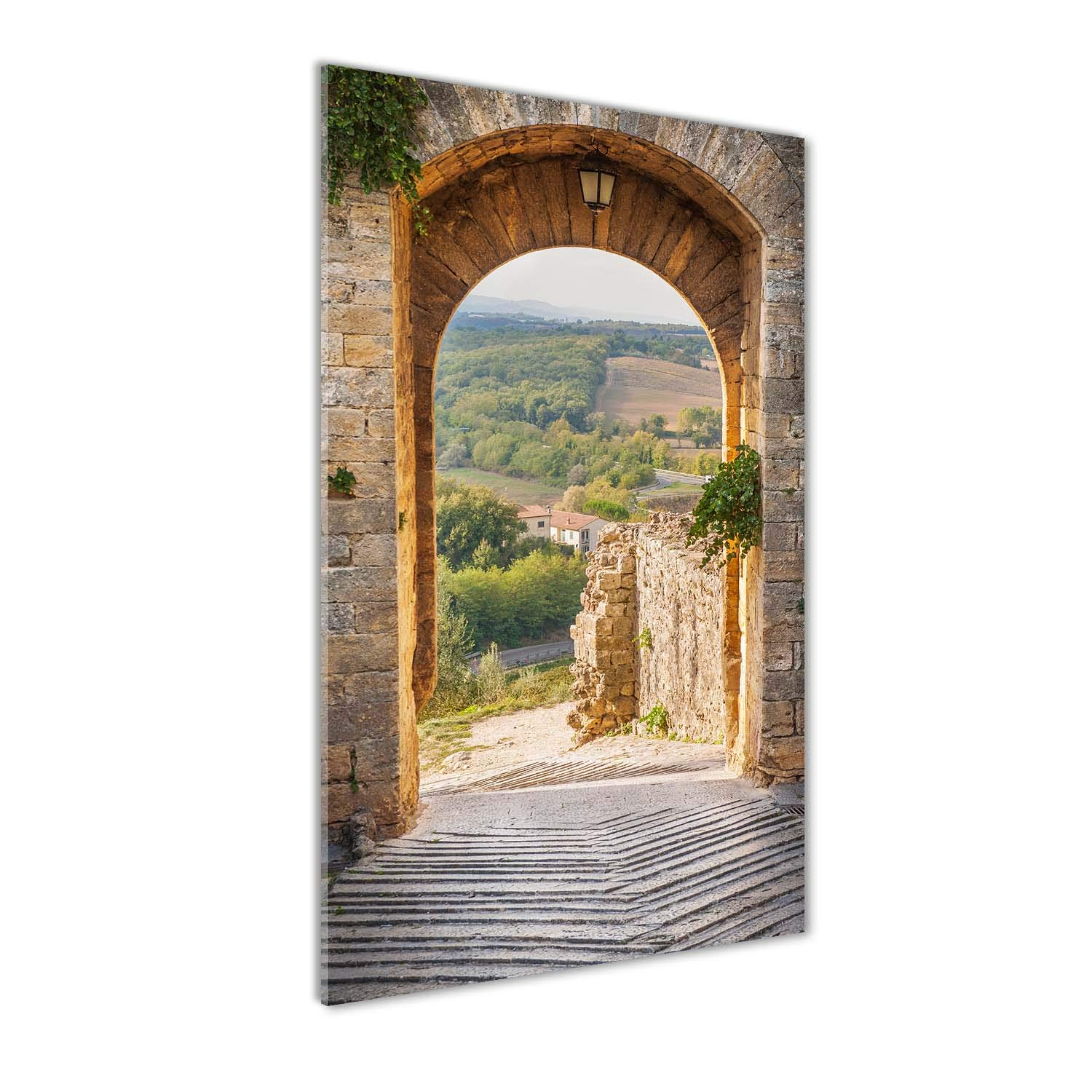 Impression sur verre 60x120 cm Tulup de paysage panoramique Toscane Italie beige
