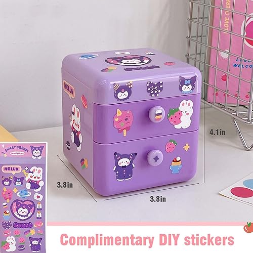 Miniatura 2 de Organizador de escritorio Kawaii pequeño organizador de cosméticos con tapa abatible, organizador de papelería adecuado para oficinas y tocadores