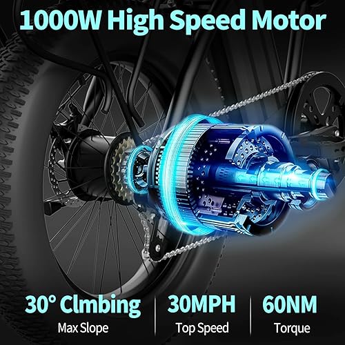 Miniatura 2 de IDOTATA Bicicleta eléctrica G20Pro, motor de 1000 W, bicicleta plegable eléctrica de neumático grueso de 20 pulgadas, batería extraíble de 48 V 12.8