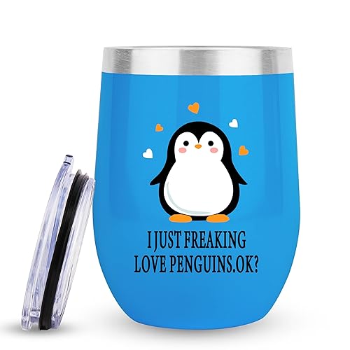 Merclix Cute Penguin 12oz Mug - Christmas Gifts for Women, Men, Kids & Birthday - Blue-penguin