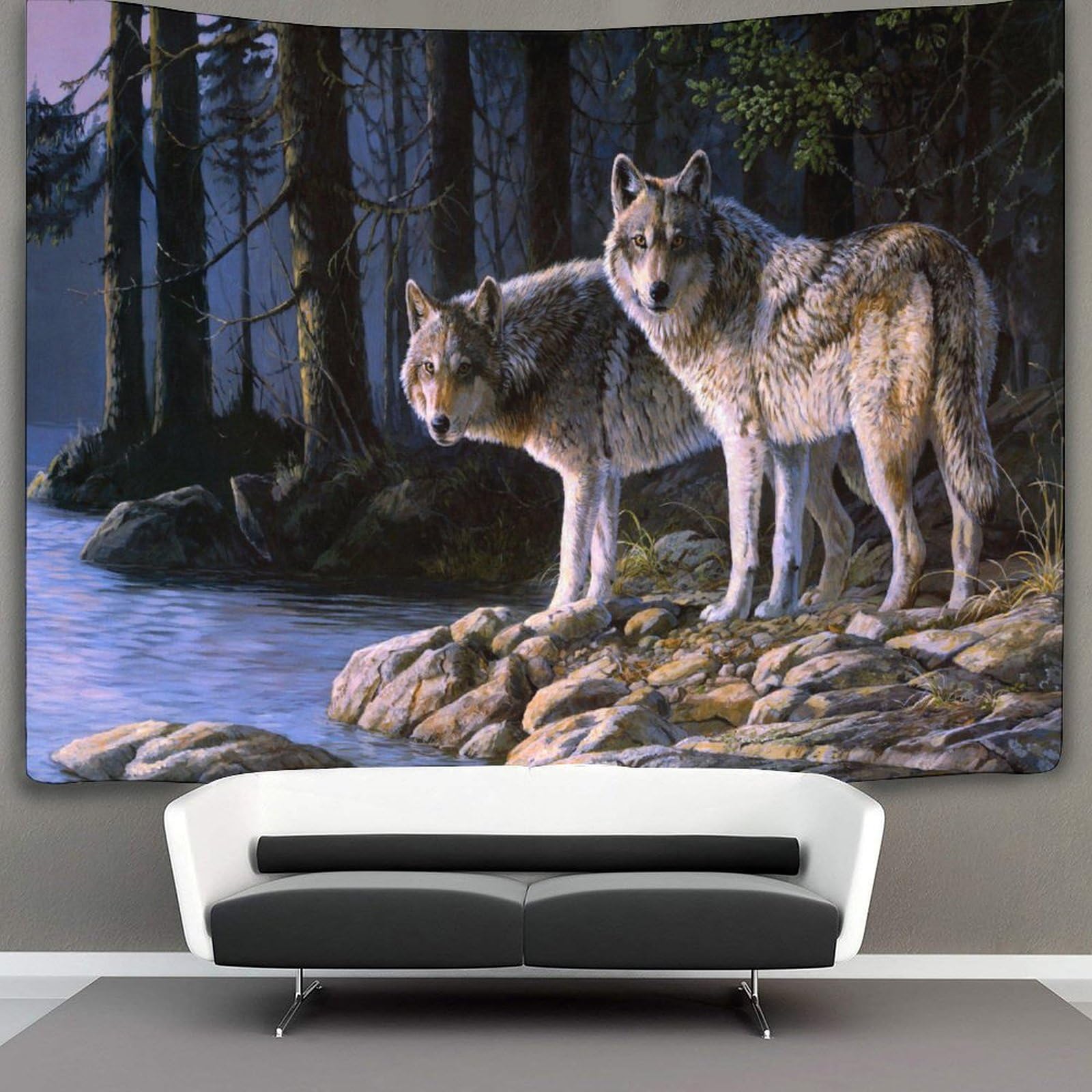 kaiyun Majestic Wolves Decor Tapestry,Animal Wall Art Tapestries Wall Hangings for Living Room Bedroom Dorm 130cmx150cm