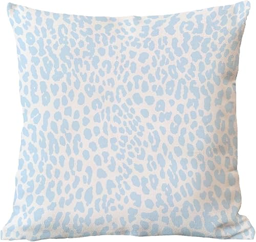 Miniatura 6 de Funda de almohada con estampado de leopardo azul claro, funda de almohada asiática con estampado de guepardo, 28 x 28 pulgadas, color azul claro,