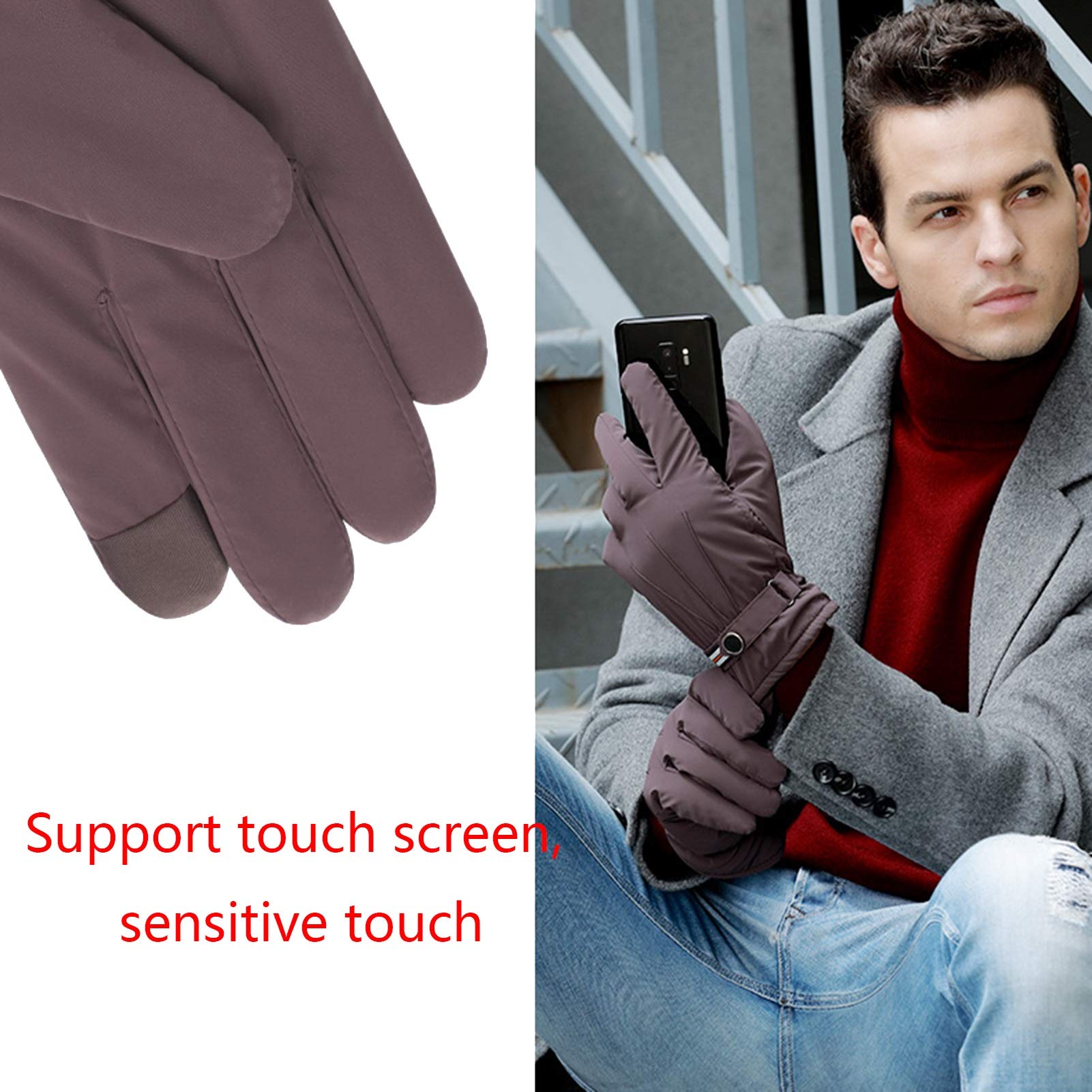 Axdwfd Winter Dünne Warme Handschuhe, Leichte Anti-Rutsch-Screen-Handschuhe, Rennen Wandern Klettern Einen.Kreislauf.durchmachenhandschuh (Color : Brown) Fashion