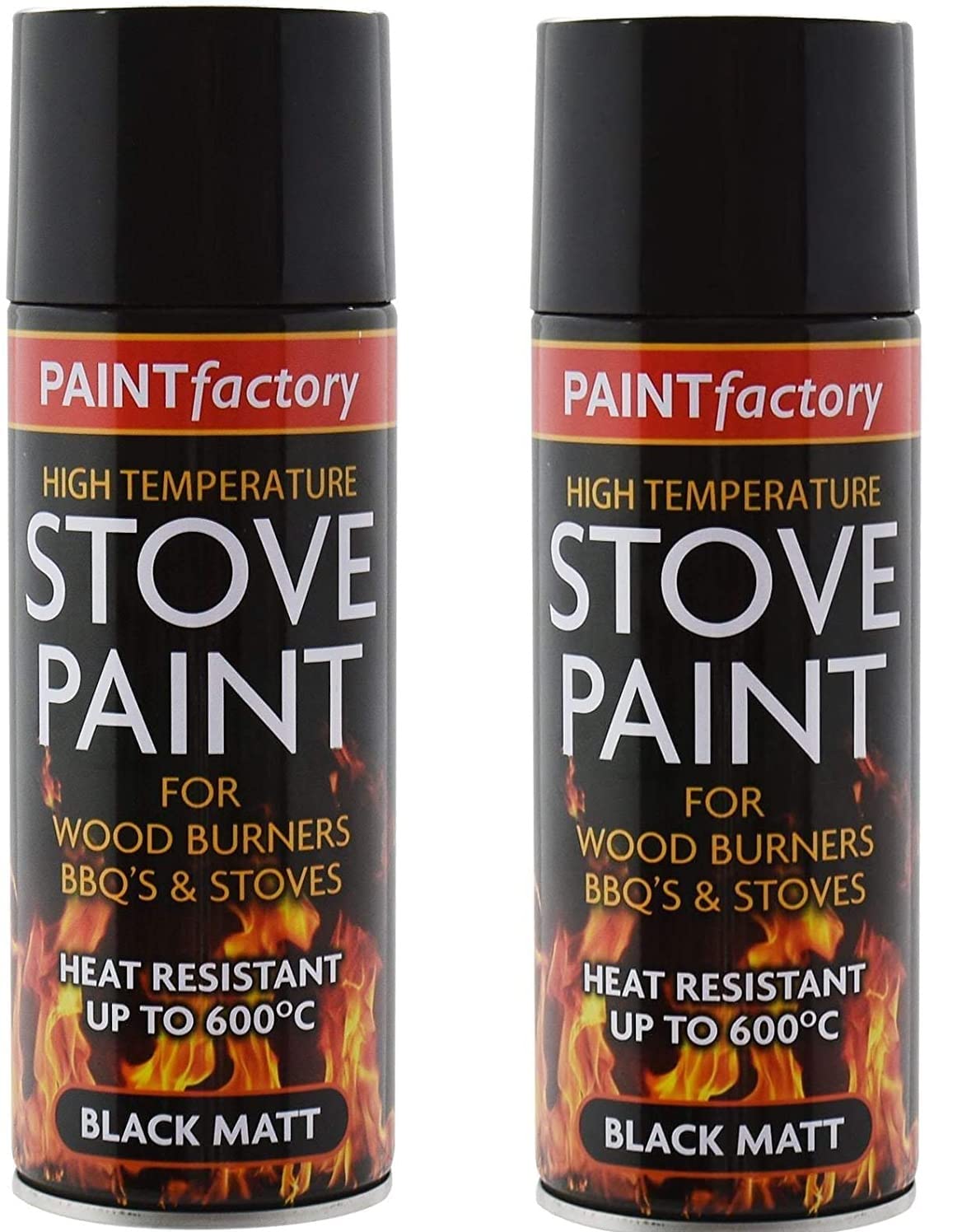 YSAMAX BLACK HEAT RESISTANT PAINT SPRAY HIGH TEMPERATURE STOVE EXHAUSTS BBQ ETC 400ml - Pack of 2
