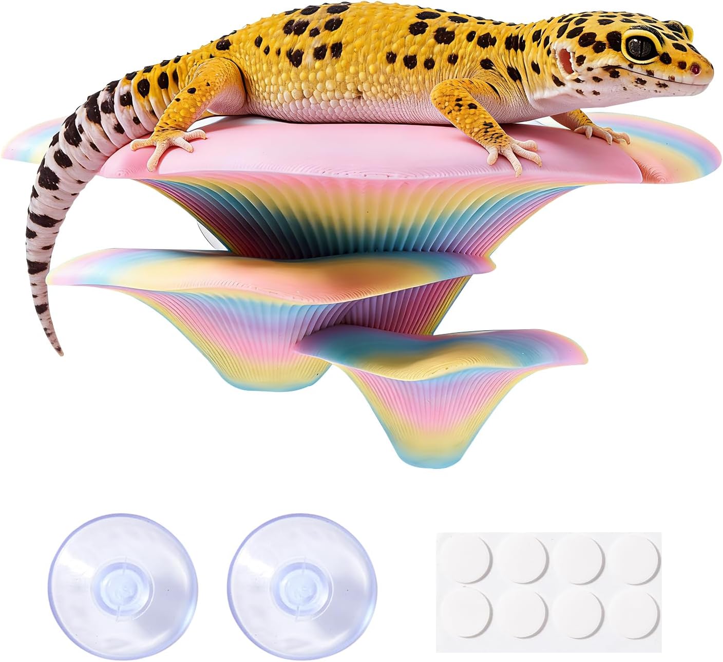 Mushroom Reptile Tank Decor, Mushroom Climbing and Resting Platform Habitat for Tree Frog Terrarium, Reptile Ledge for Leopard Gecko, Lizards, Fish, Turtle, Hermit Crab (Colorful)
