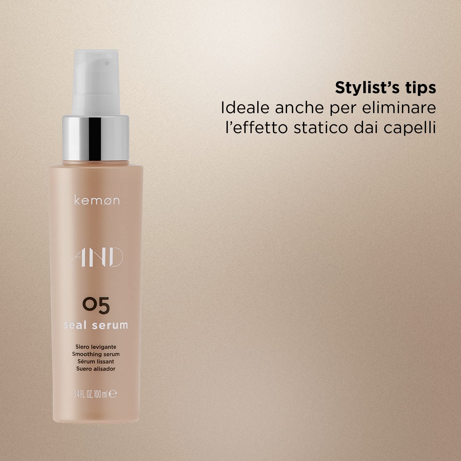 Kemon AND 05 Seal Serum – płyn do włosów wygładza niesforne włosy, nadaje połysk i gładkość, pielęgnacja włosów w jakości fryzjerskiej – 100 ml