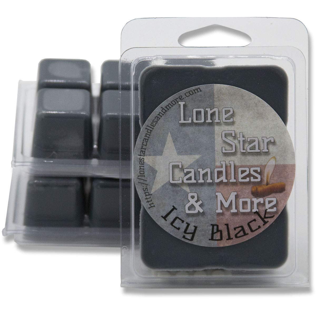 Icy Black, Lone Star Candles & More's Premium Hand Poured Strongly Scented Wax Melts, An Earthy Masculine Blend, Custom Scent, 18 Wax Cubes, USA Made in Texas, 3-Pack