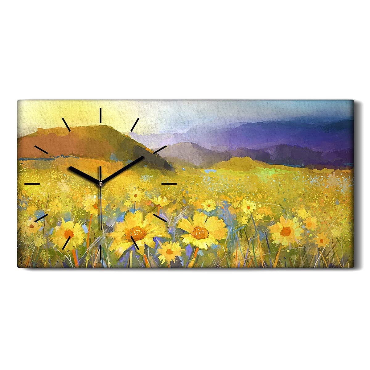 Horloge sur Toile 60x30cm Art Mural Moderne Salon Image Silencieuse