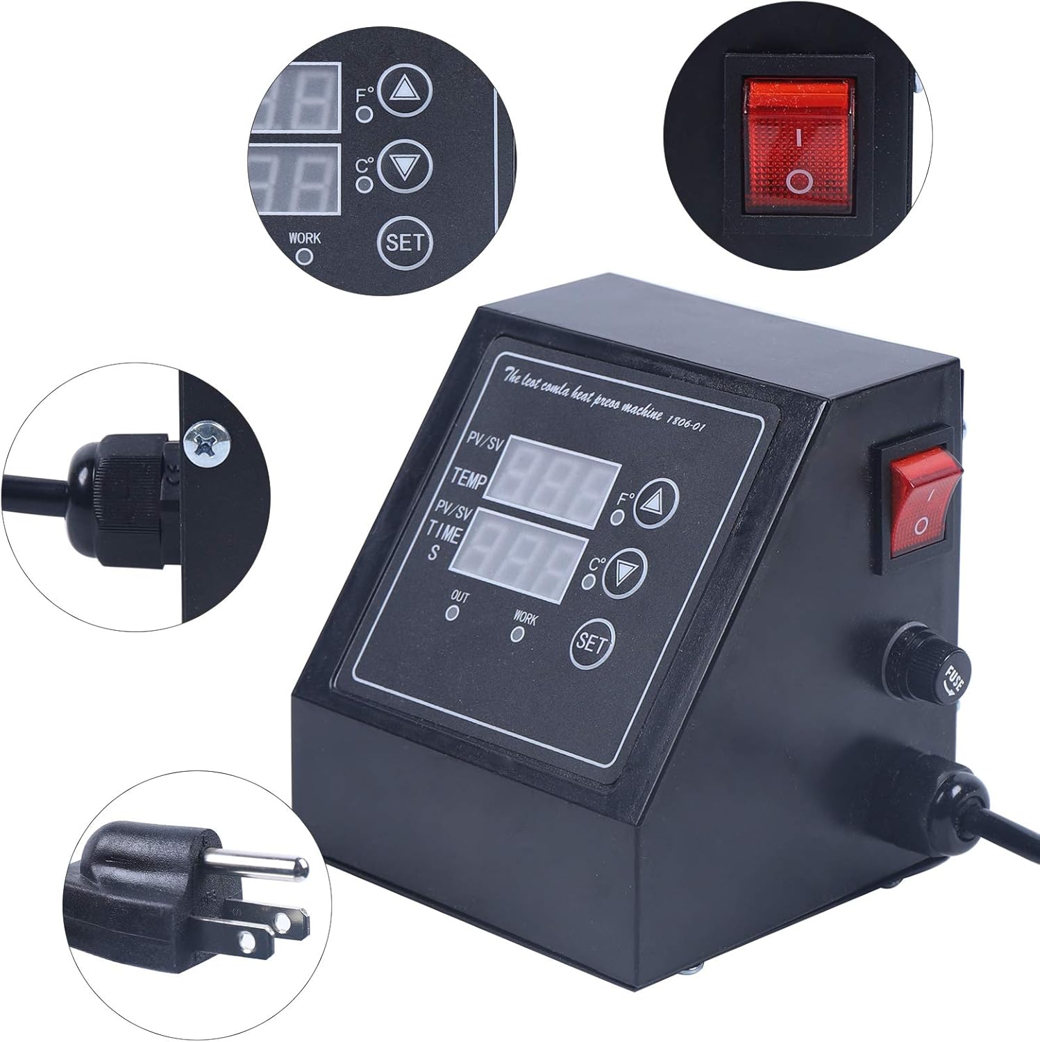 110V 800W Heat Press Control Box Replacement Digital Box LED Controller Digital Panel Accessory Machine for K-Type Machines, Roasting Cup Machine, Heat Transfer, Cap Hot Labeling Machine